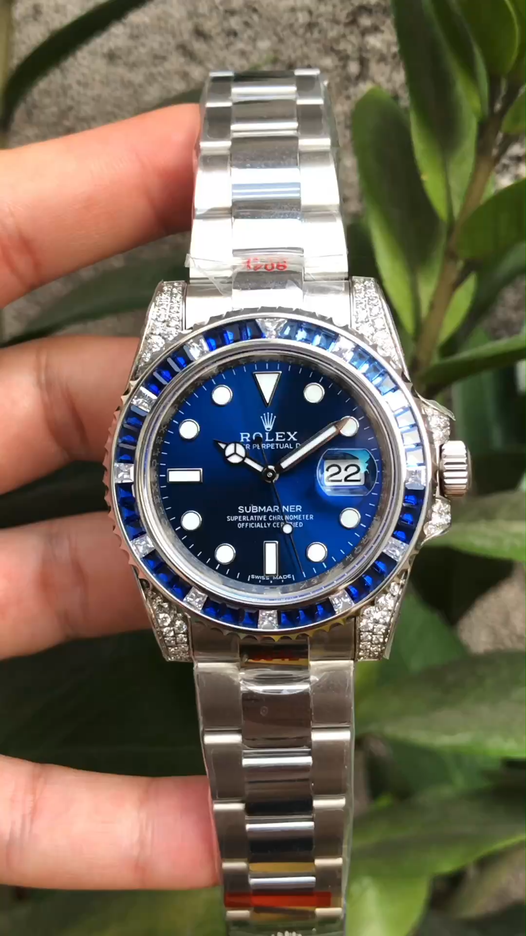 Rolex Submariner Date 116610LN Custom Diamond Stainless Steel Blue Dial 40MM Mens Replica Watch