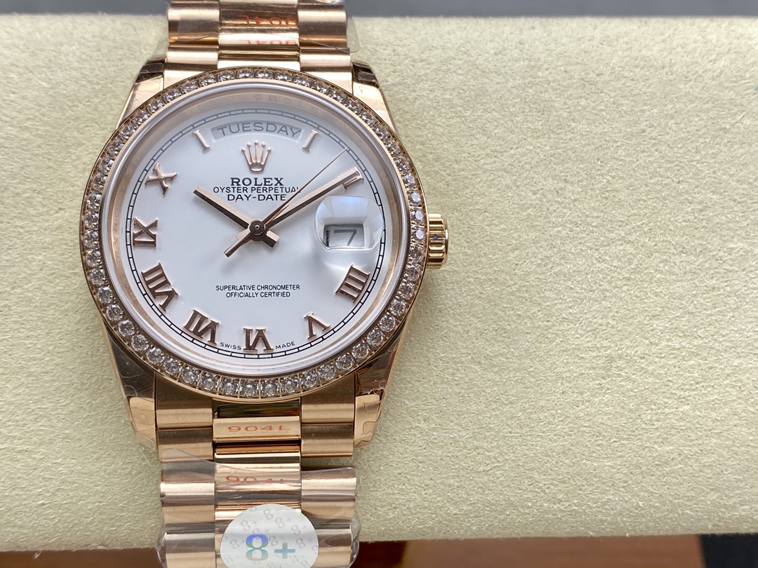 Rolex Day-Date 128345RBR White Dial Everose Gold 36MM Unisex Replica Watch