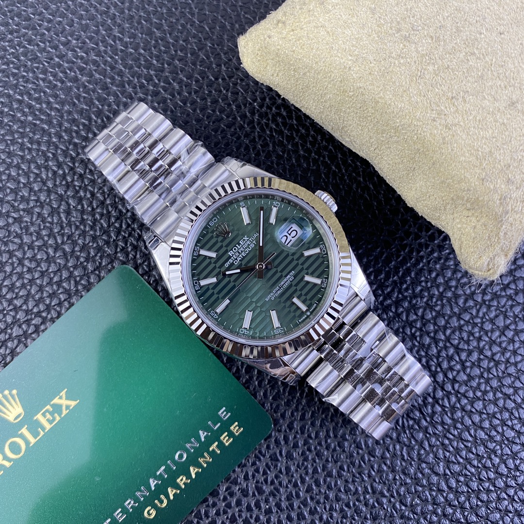 Rolex Datejust 41mm Stainless Steel 126334 0030 Mint Green Dial Fluted Jubilee