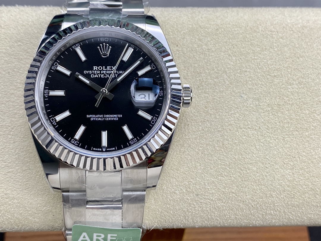 Rolex Datejust m126334 0017 Fluted Bezel Black Dial 41MM Mens Replica Watch