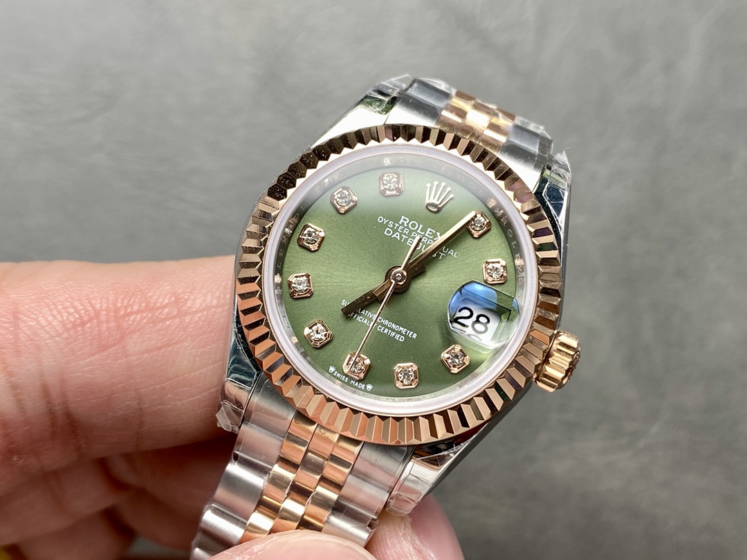 Rolex Datejust 279171 0007 28 Olive Green Diamond-Set Jubilee Ladies Watch