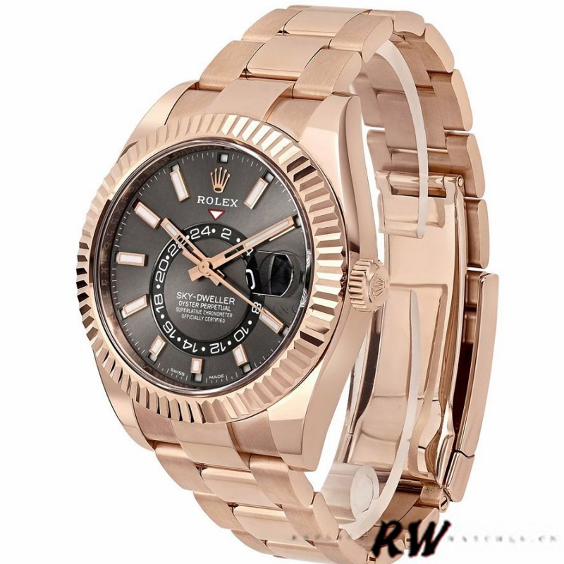 Rolex Sky-Dweller 326935 Everose Gold Dark Rhodium Stick Dial 42mm Mens Replica Watch
