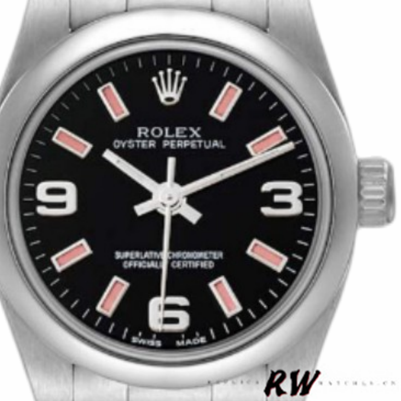 Rolex Oyster Perpetual 176200 Stainless Steel Case Black Dial 26MM Lady Replica Watch