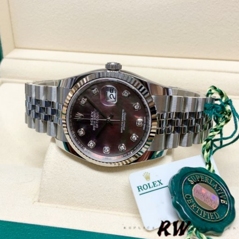 Rolex Datejust 116234 Black MOP Diamond Dial 36mm Unisex Replica Watch