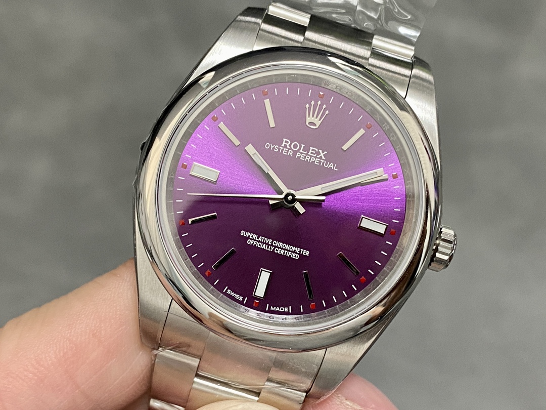 Rolex Oyster Perpetual Air-King 114200 Grape Red Index Dial 34mm Unisex Replica watch