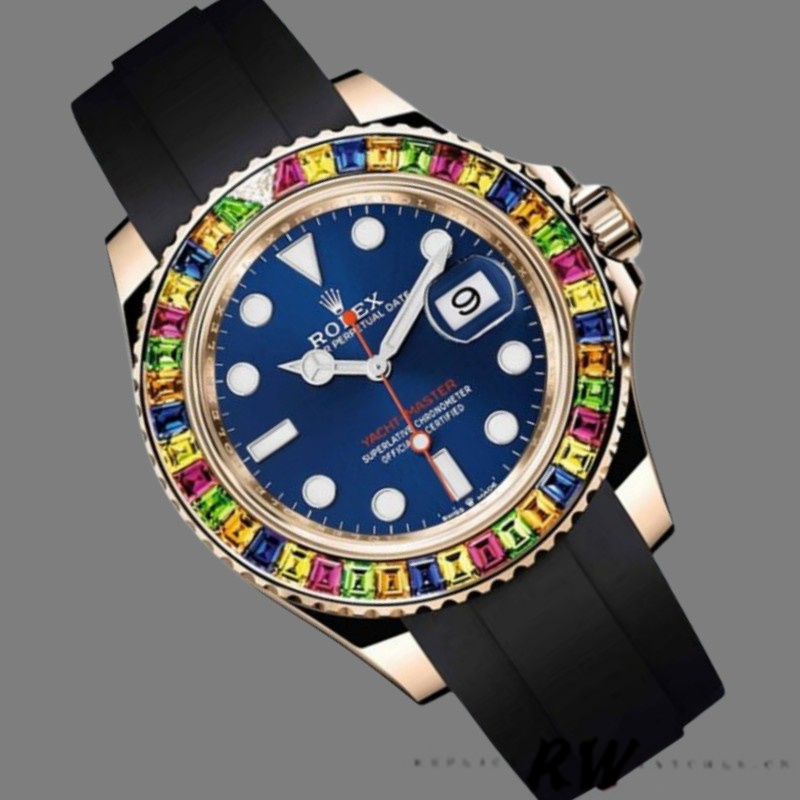 Rolex Yacht-Master 116695 Black Rubber Strap Blue Dial 40MM Mens Replica Watch