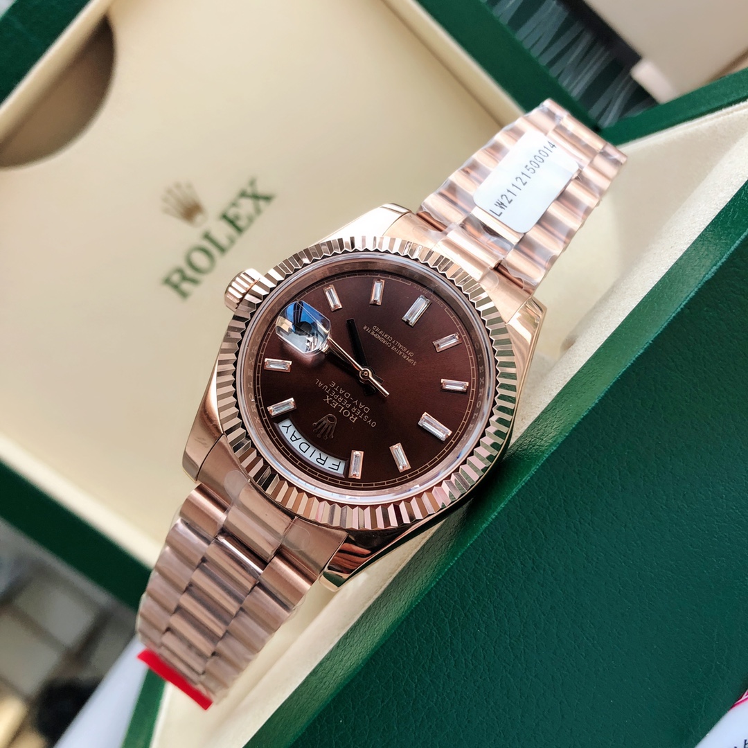 Rolex Day-Date 118235 Everose Gold Case Chocolate Dial 36mm Unisex Replica Watch