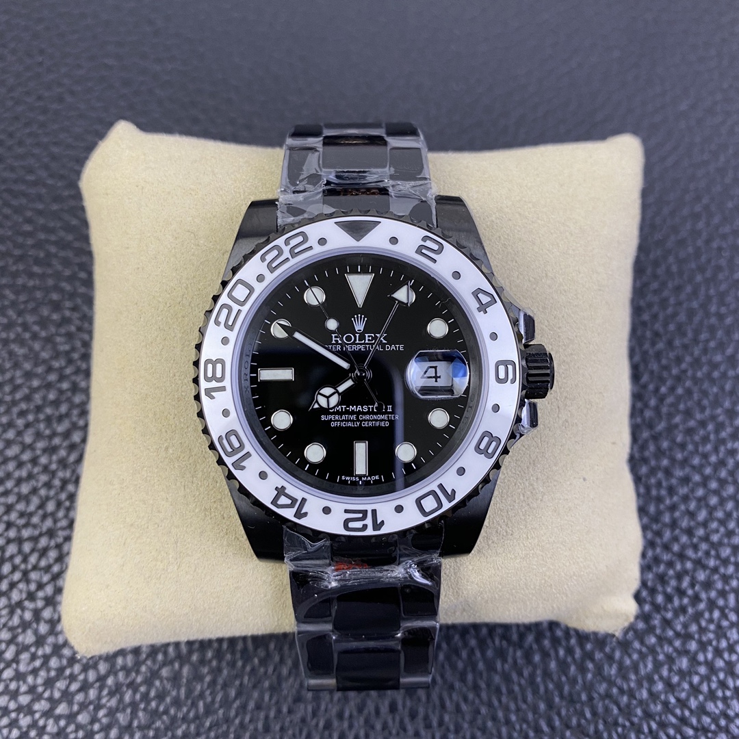 Rolex GMT Master II Black PVD/DLC Coated Black Dial Stainless Steel 16710 Men's Watch