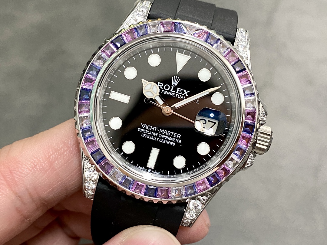 Rolex Yacht Master 40 Gem Set 126679SABR 0002 Black Dial Watch