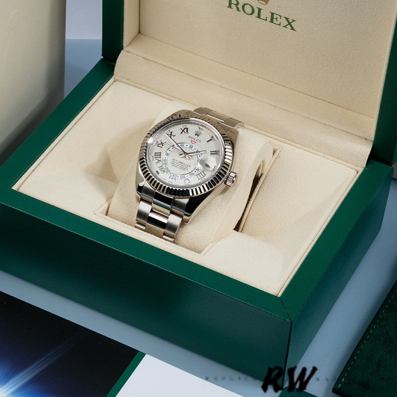 Rolex Sky-Dweller 326939 Fluted Bezel Ivory Dial 42MM Mens Replica Watch