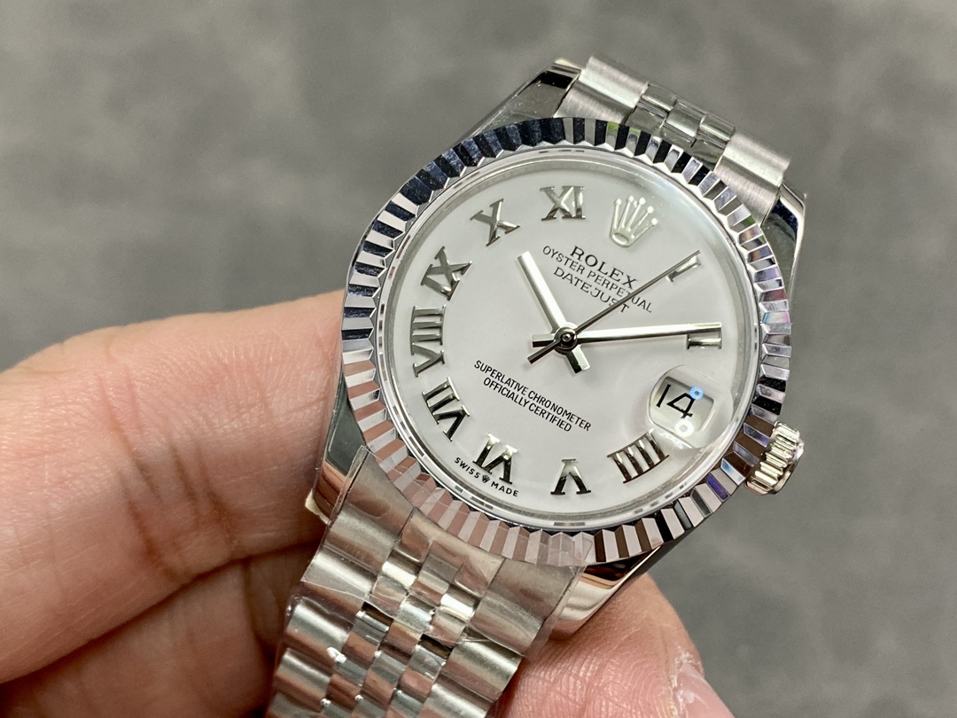 Rolex Datejust 31 White Roman Dial Fluted Bezel Jubilee 278274 0010 Ladies Watch