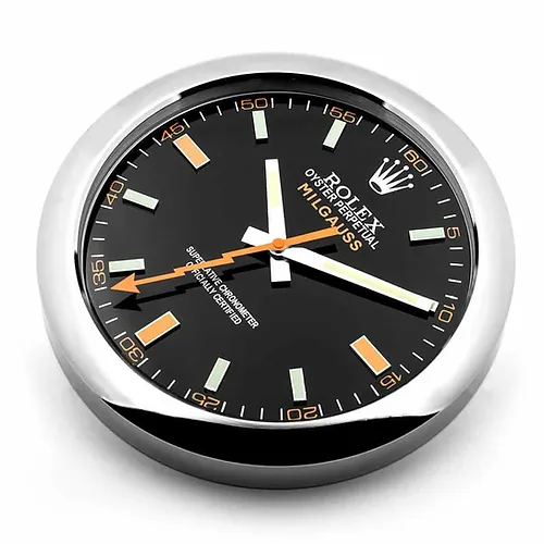 Rolex Milgauss Silver & Black Wall Clock