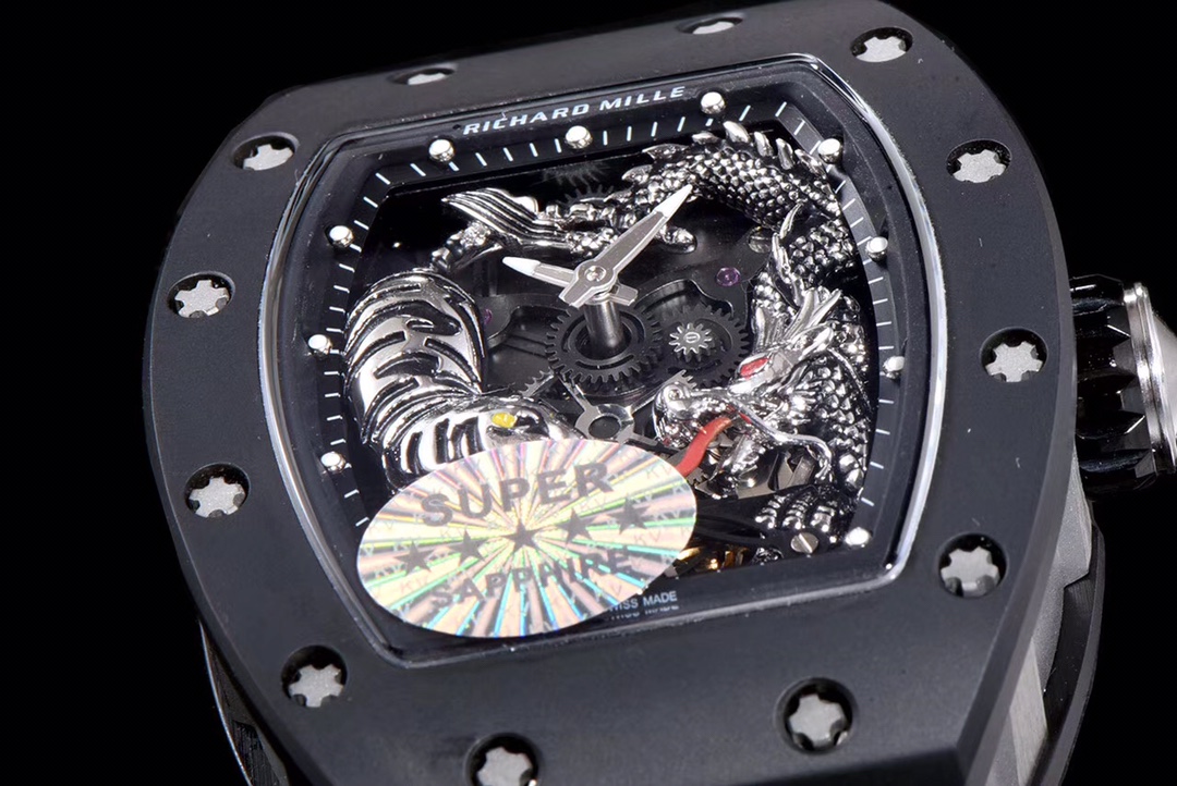 Richard Miller RM 057 NTPT Carbon Fiber Black Rubber Strap