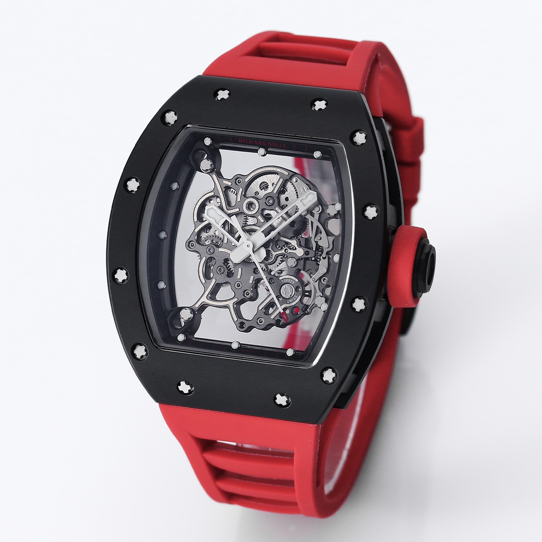 Richard Miller RM 055 RMUL2 NTPT Carbon Fiber Red Rubber Strap