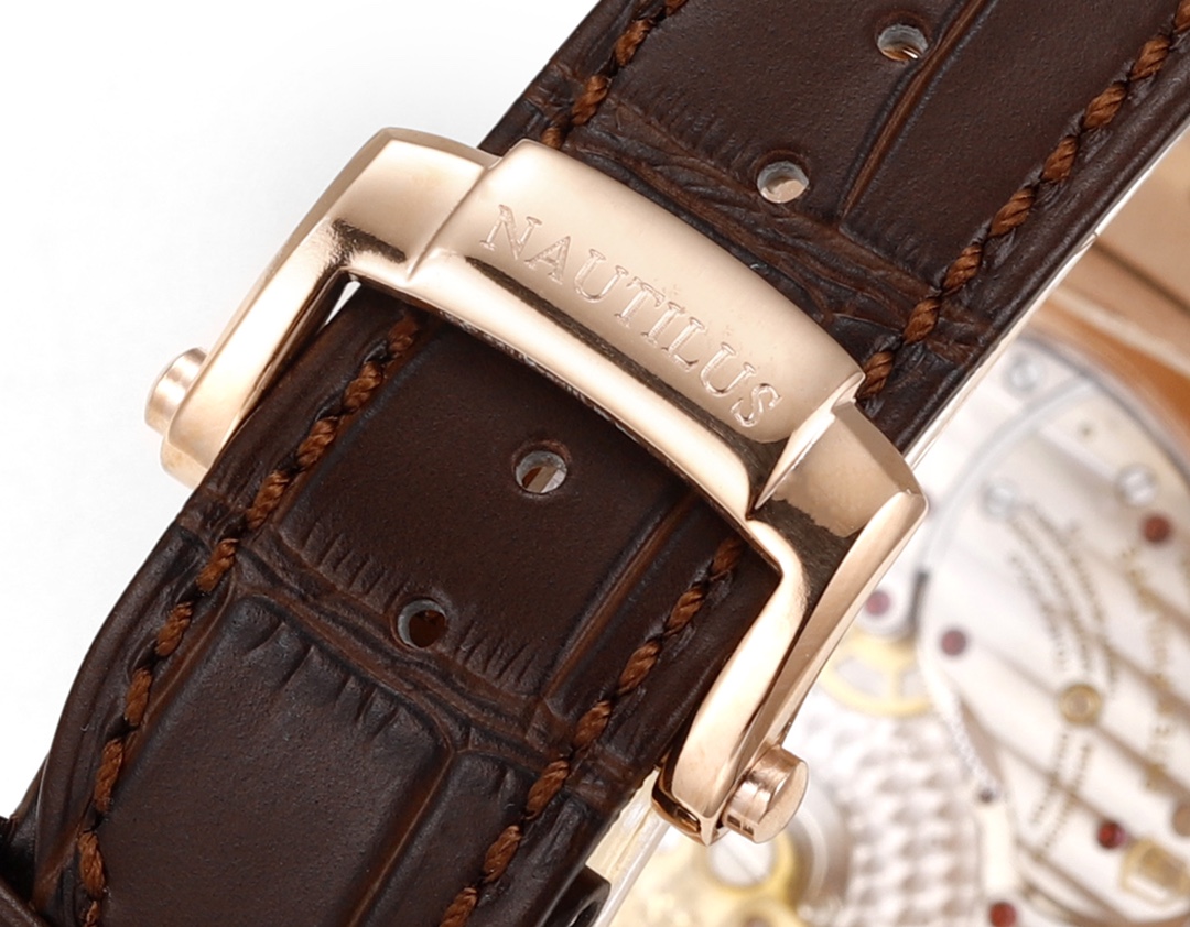 Patek Philippe Nautilus Moon Phases Rose & White Gold Slate Brown Dial 5712GR 001