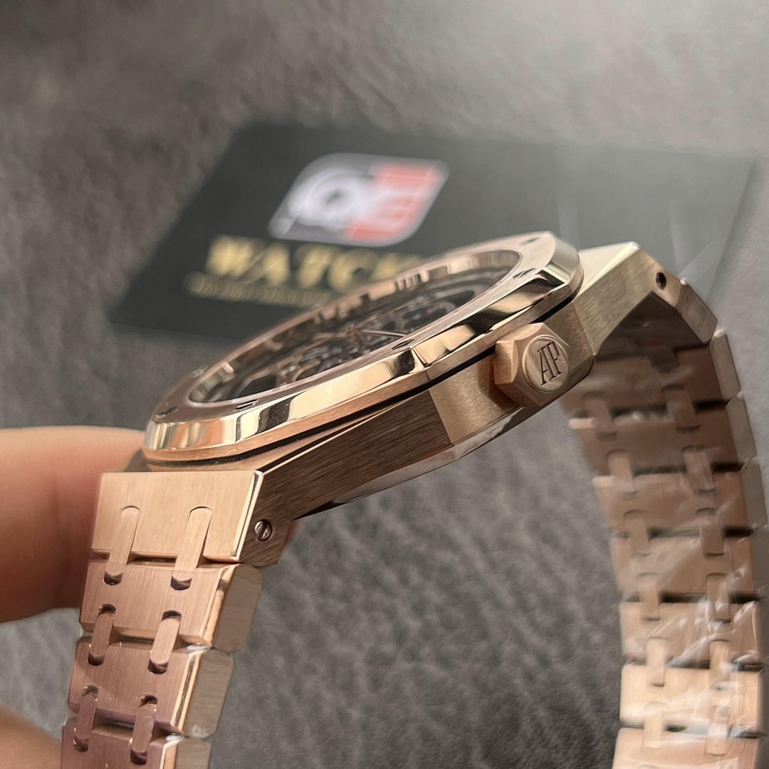 Audemars Piguet Royal Oak 15407OR.oo.1220OR.01 Grey Openworked Dial 41Mm Rose gold Top replica