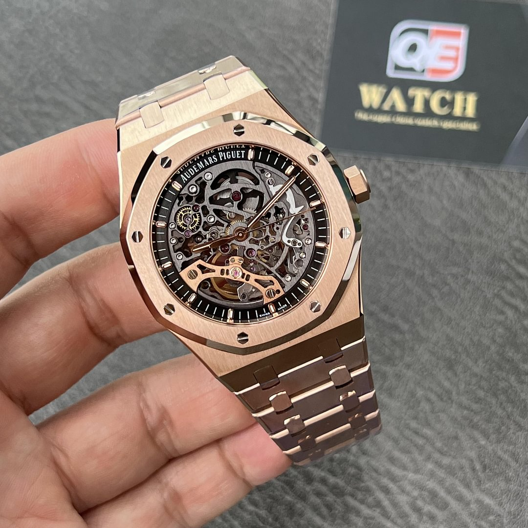 Audemars Piguet Royal Oak 15407OR.oo.1220OR.01 Grey Openworked Dial 41Mm Rose gold Top replica