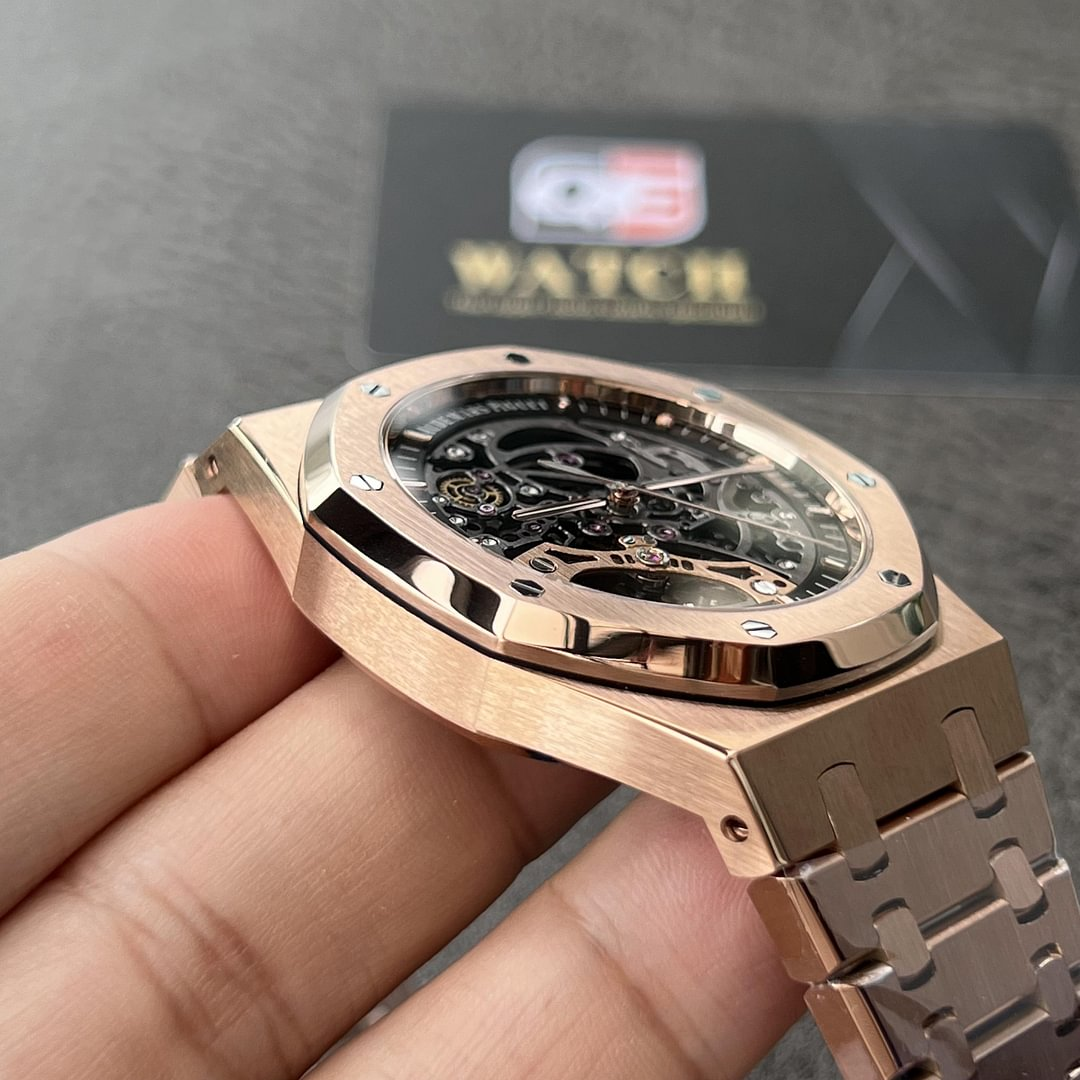 Audemars Piguet Royal Oak 15407OR.oo.1220OR.01 Grey Openworked Dial 41Mm Rose gold Top replica