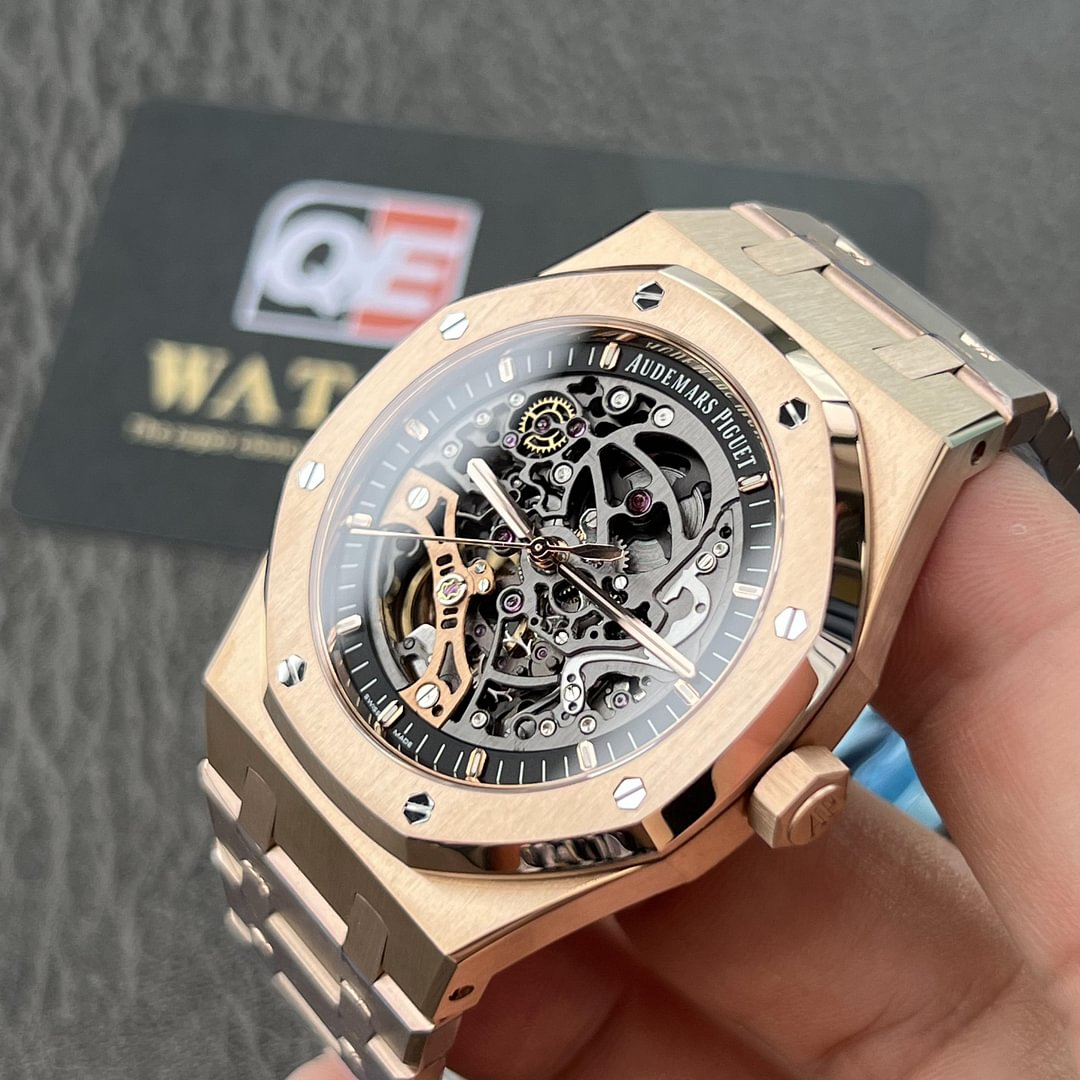 Audemars Piguet Royal Oak 15407OR.oo.1220OR.01 Grey Openworked Dial 41Mm Rose gold Top replica