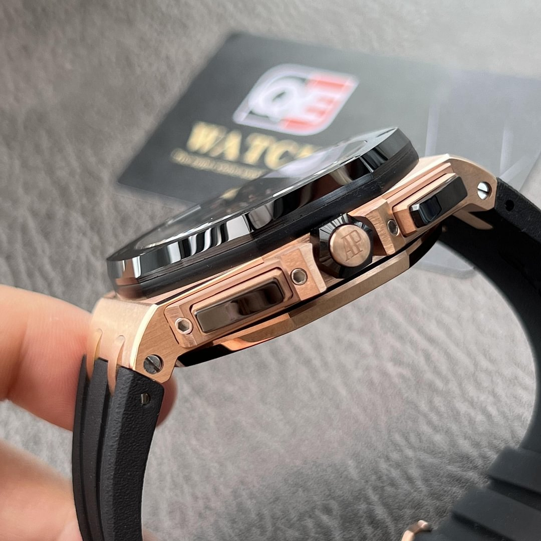 AUdemars Piguet Royal Oak Offshore Chronograph Rose gold Ceramic Bezel on Black Rubber Strap 44mm Super Clone