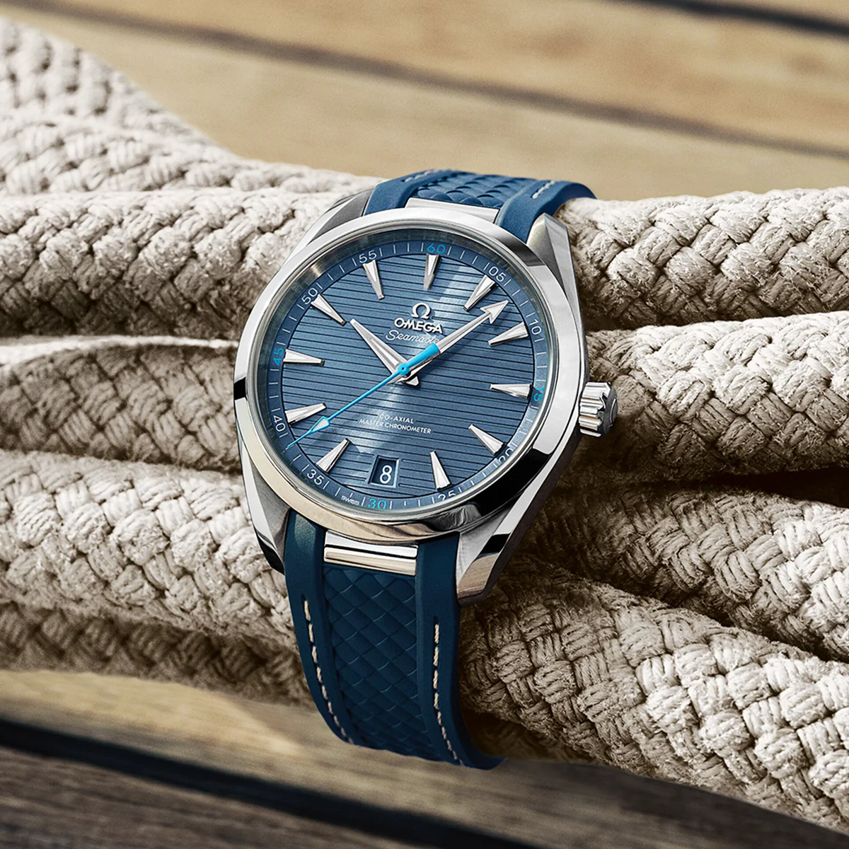 OMEGA Seamaster Aqua Terra 41mm Blue/Grey Dial Rubber Strap Watch