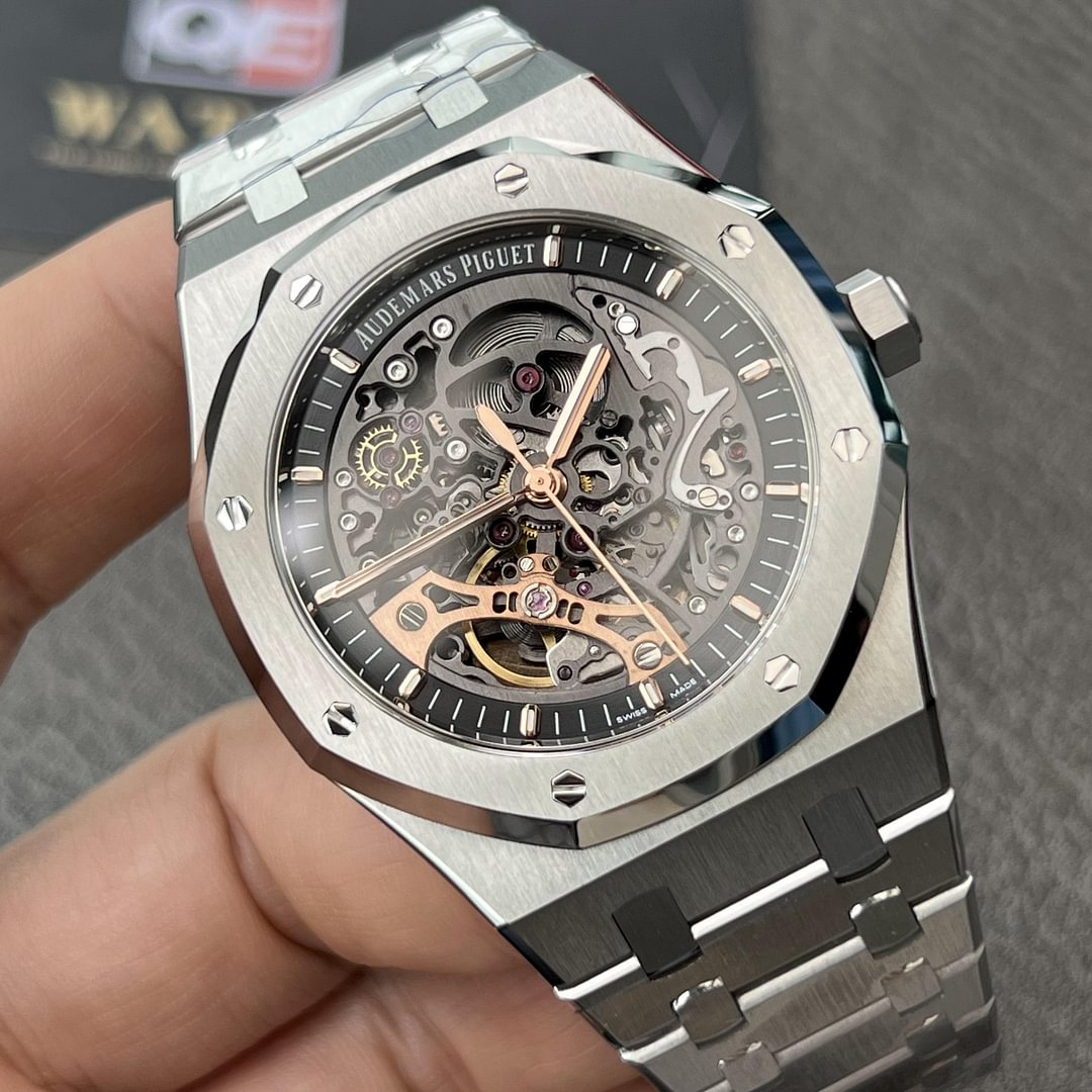 Audemars Piguet Royal Oak 15407ST.OO.1220ST.01 Grey Openworked Dial 41Mm Stainless Steel Super Clone