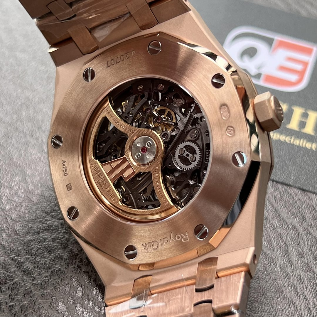 Audemars Piguet Royal Oak 15407OR.oo.1220OR.01 Grey Openworked Dial 41Mm Rose gold Top replica