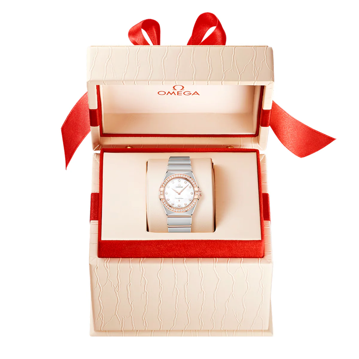 OMEGA Constellation 28mm Steel & 18ct Sedna Gold Diamond Set Ladies Watch