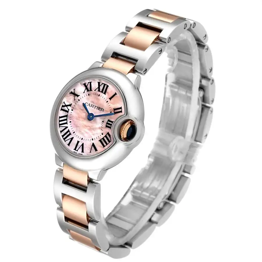 CARTIER BALLON BLEU Pink Mother of Pearl Dial 28mm