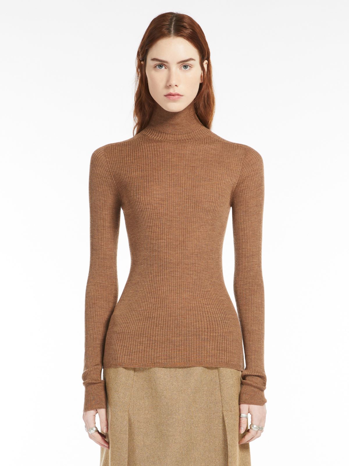 Pure wool mock polo-neck sweater