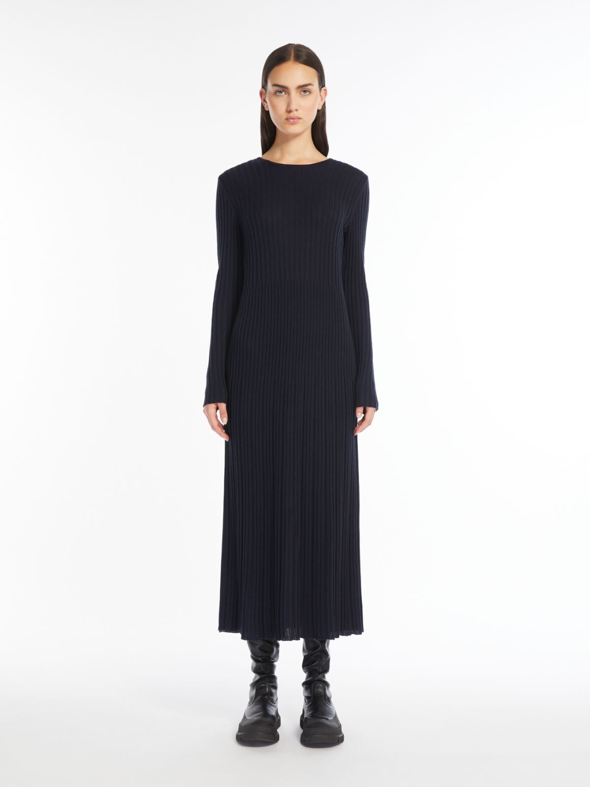 Wool blend-knit dress