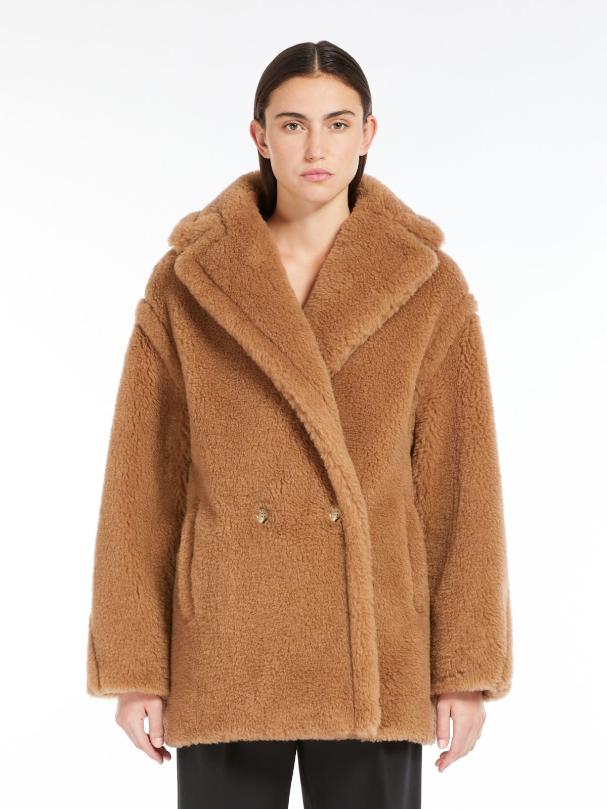 Short Teddy Bear Icon Coat in alpaca and wool