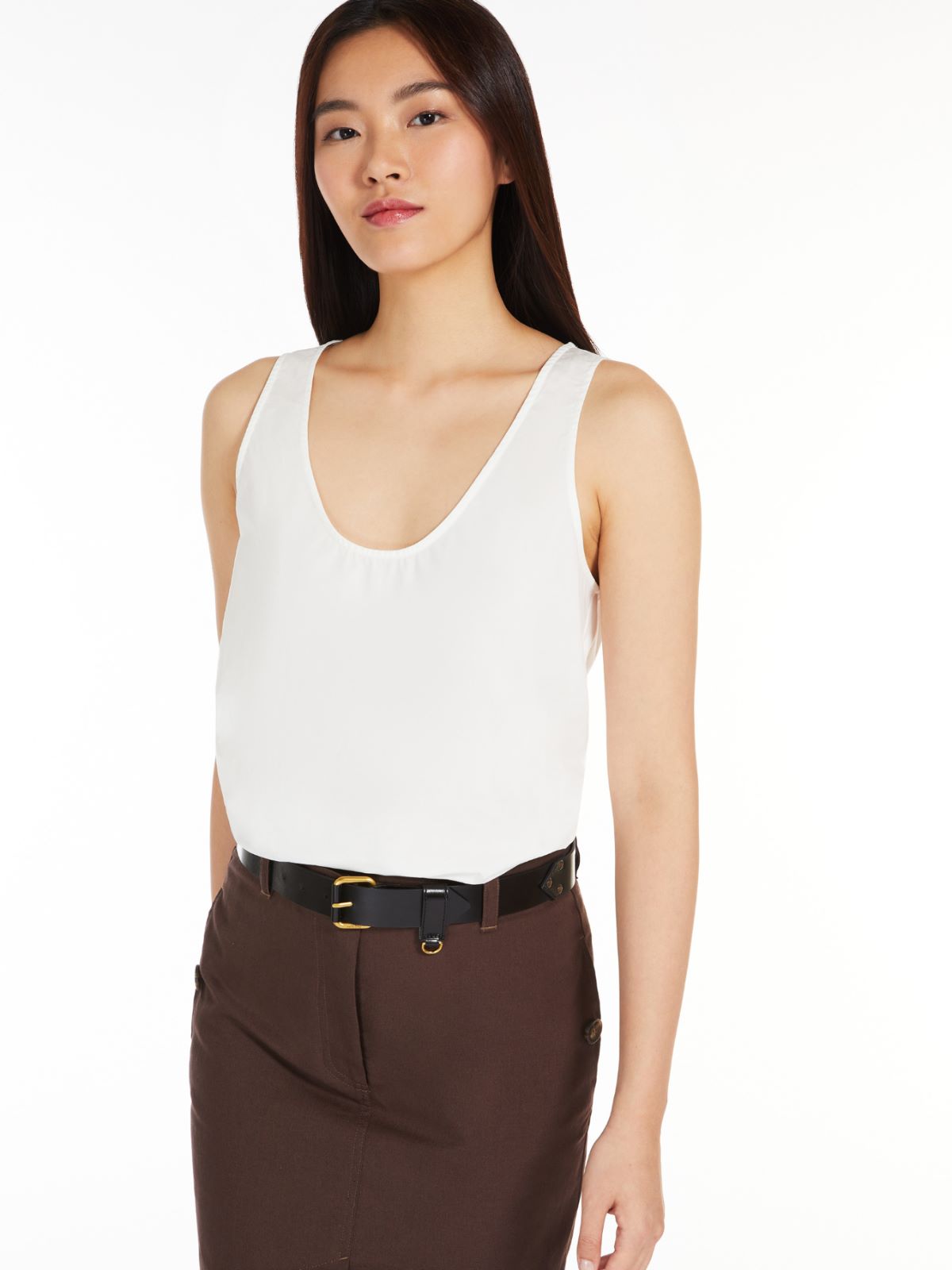 Poplin and jersey vest top
