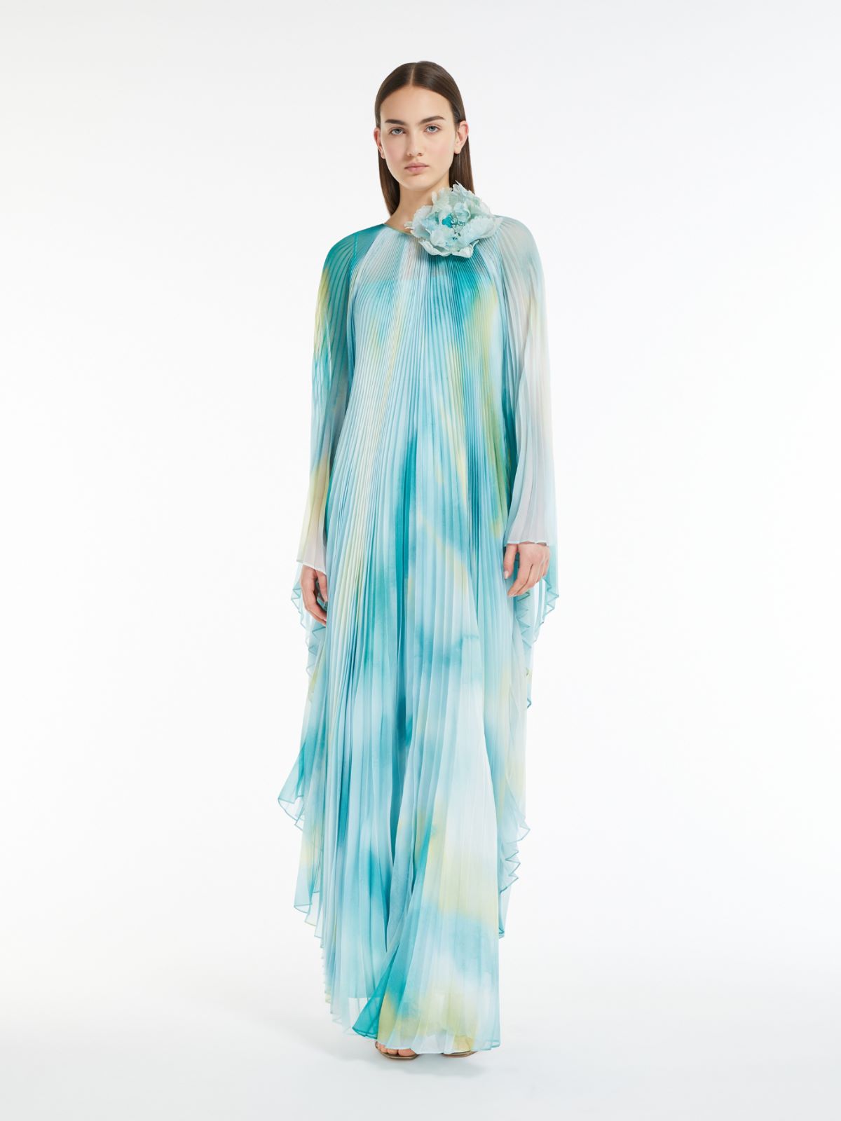 Kaftan dress in printed chiffon