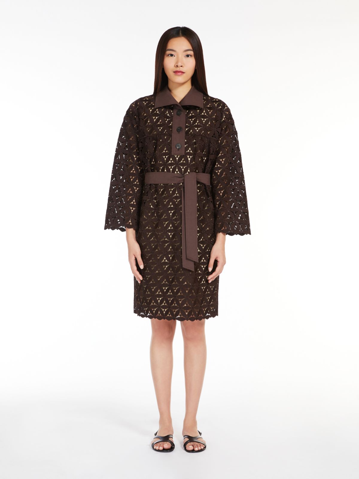 Macramé and poplin dress