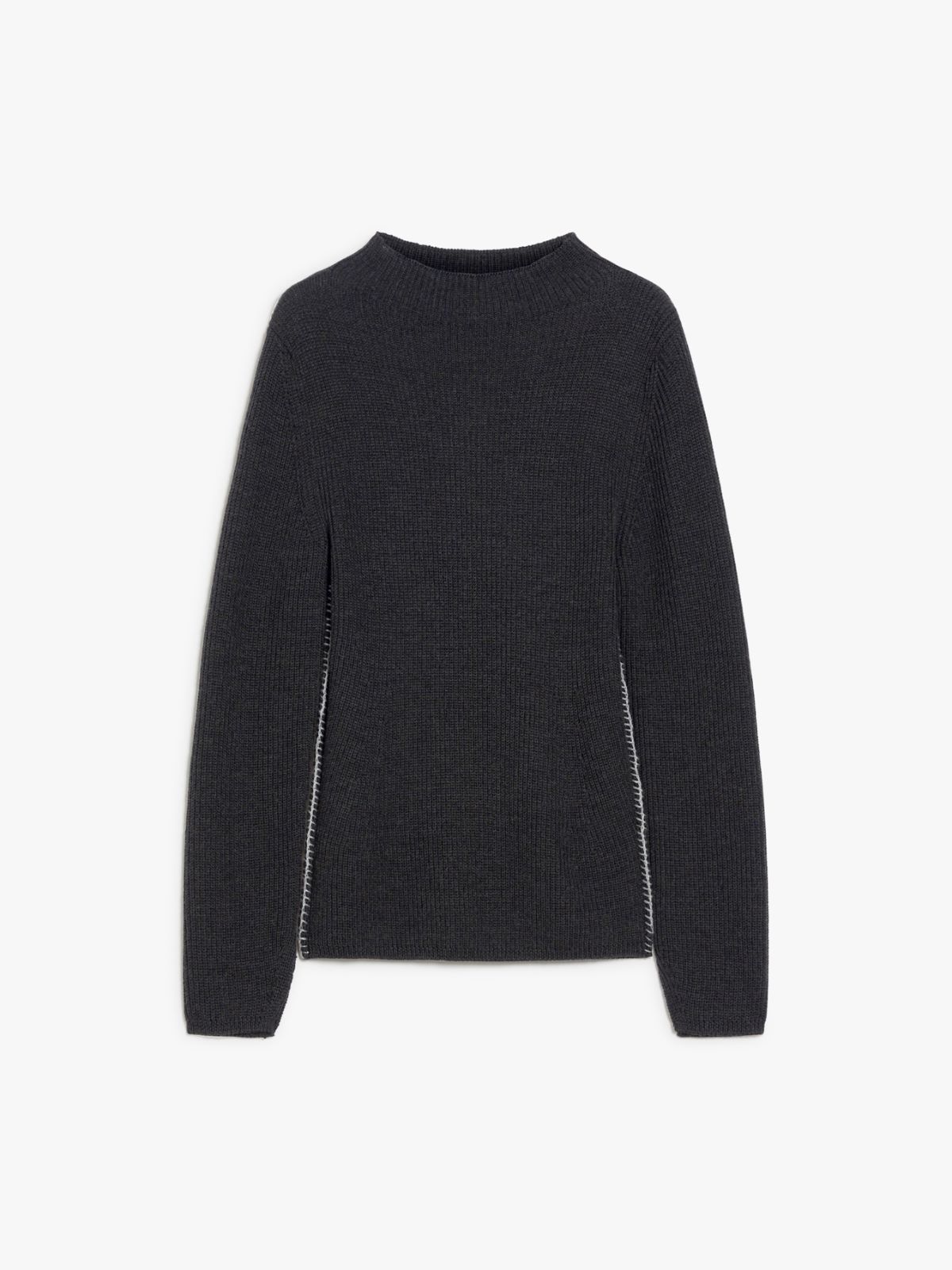 Crater-neck wool jumper