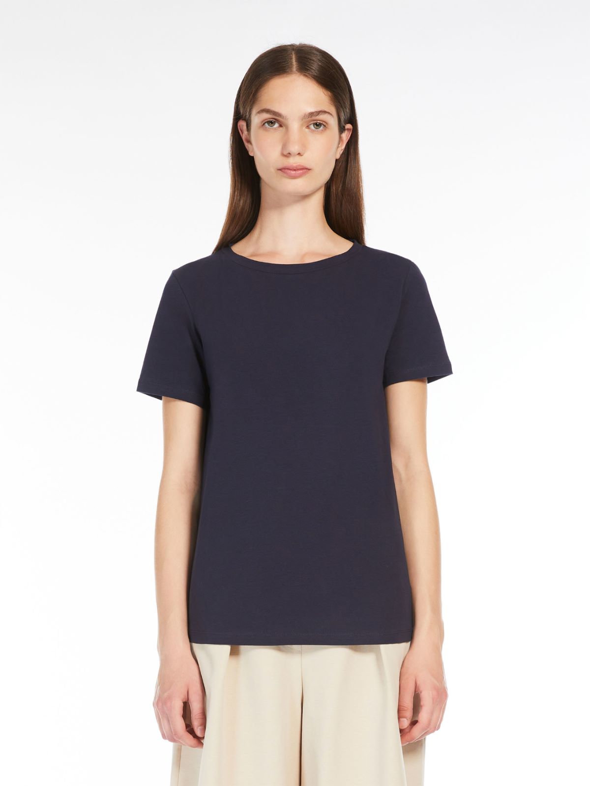 Stretch cotton basic T-shirt