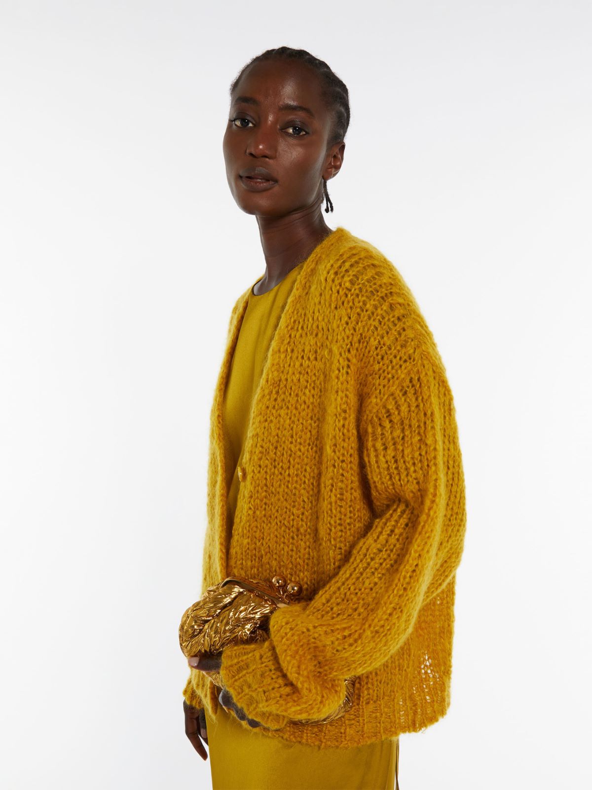 Oversized rib-knit mohair cardigan