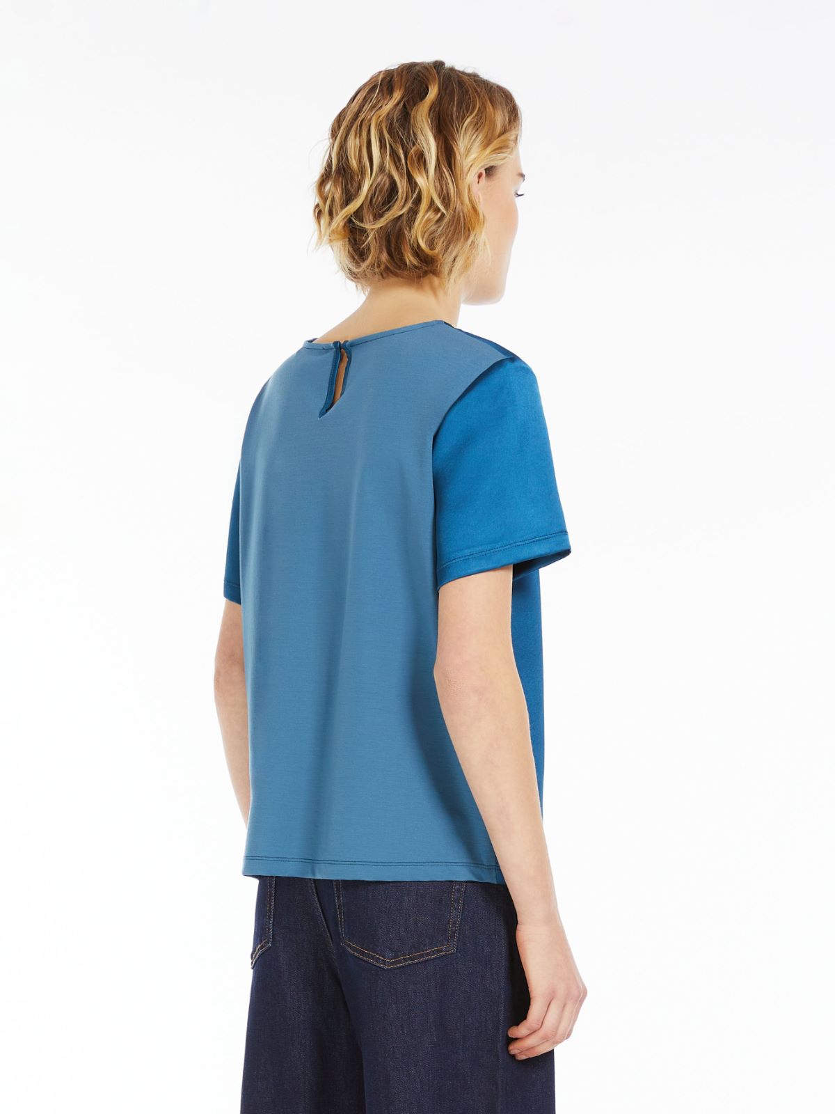 Technical satin and jersey T-shirt