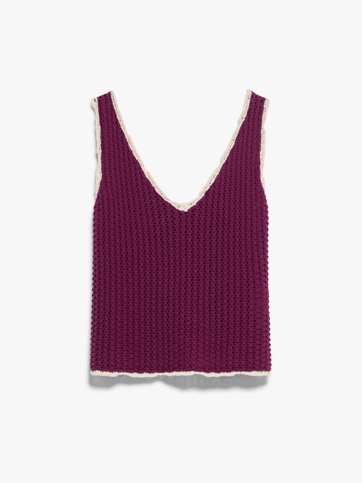 Crochet-knit cotton vest top