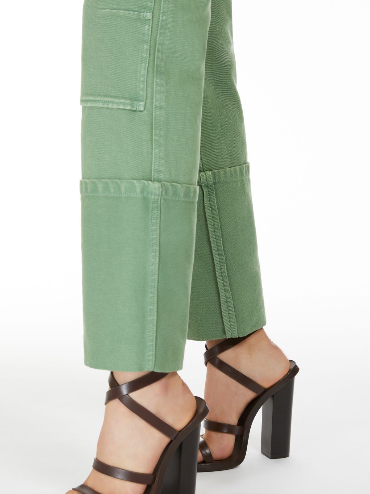 Cotton drill slim-fit trousers