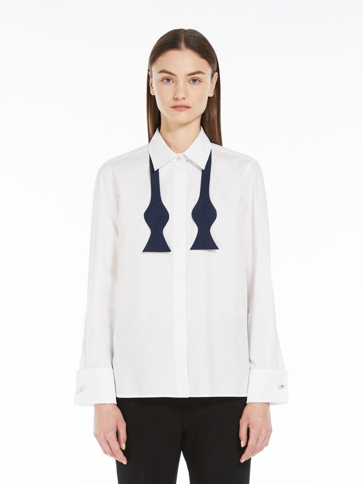 Cotton shirt with bow tie