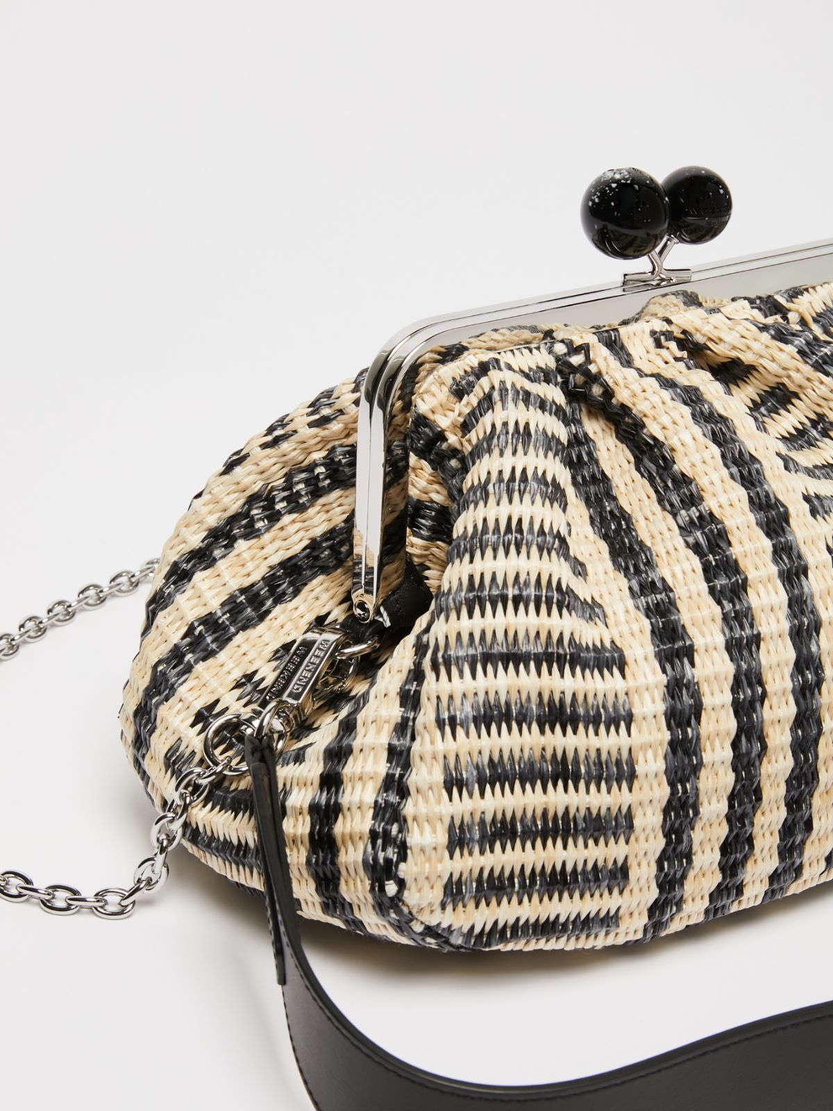 Medium raffia-look jacquard Pasticcino Bag