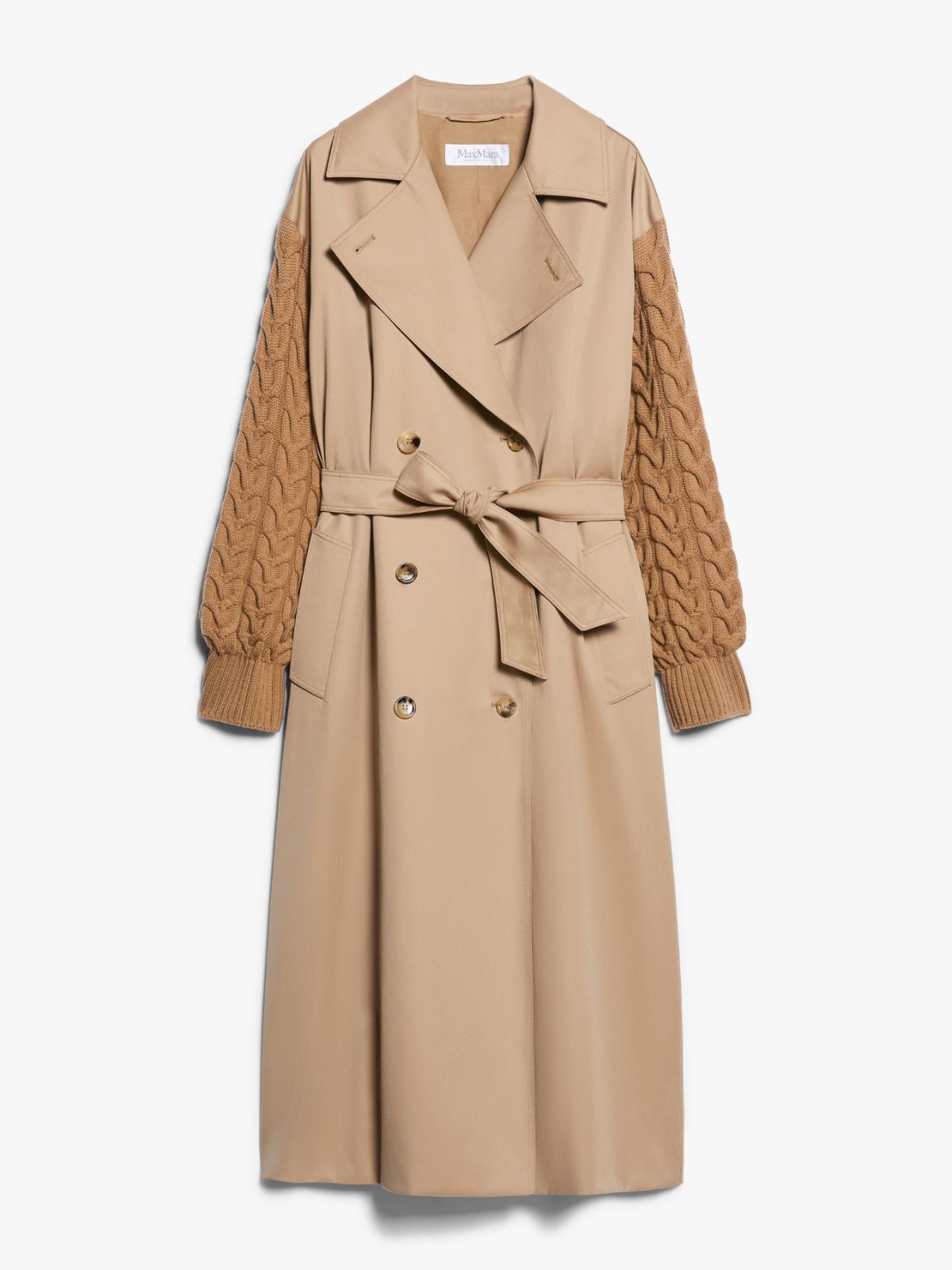 Water-repellent gabardine trench coat