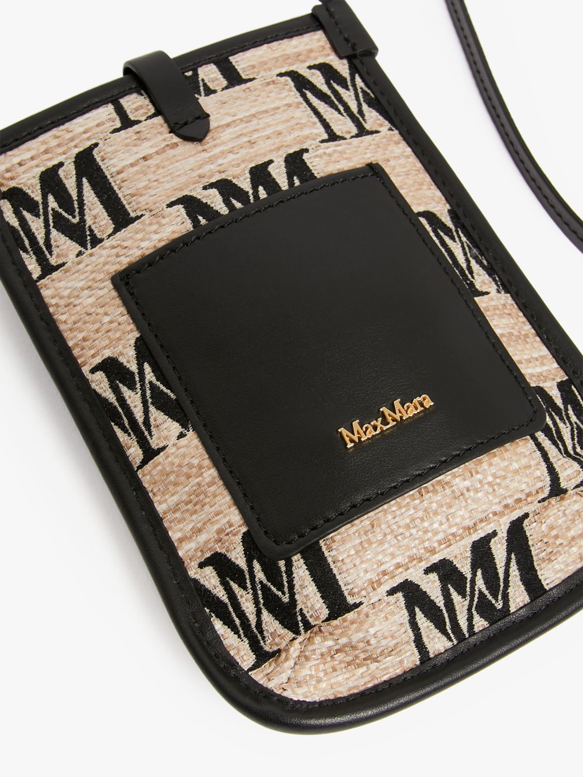 Jacquard raffia-effect fabric smartphone holder