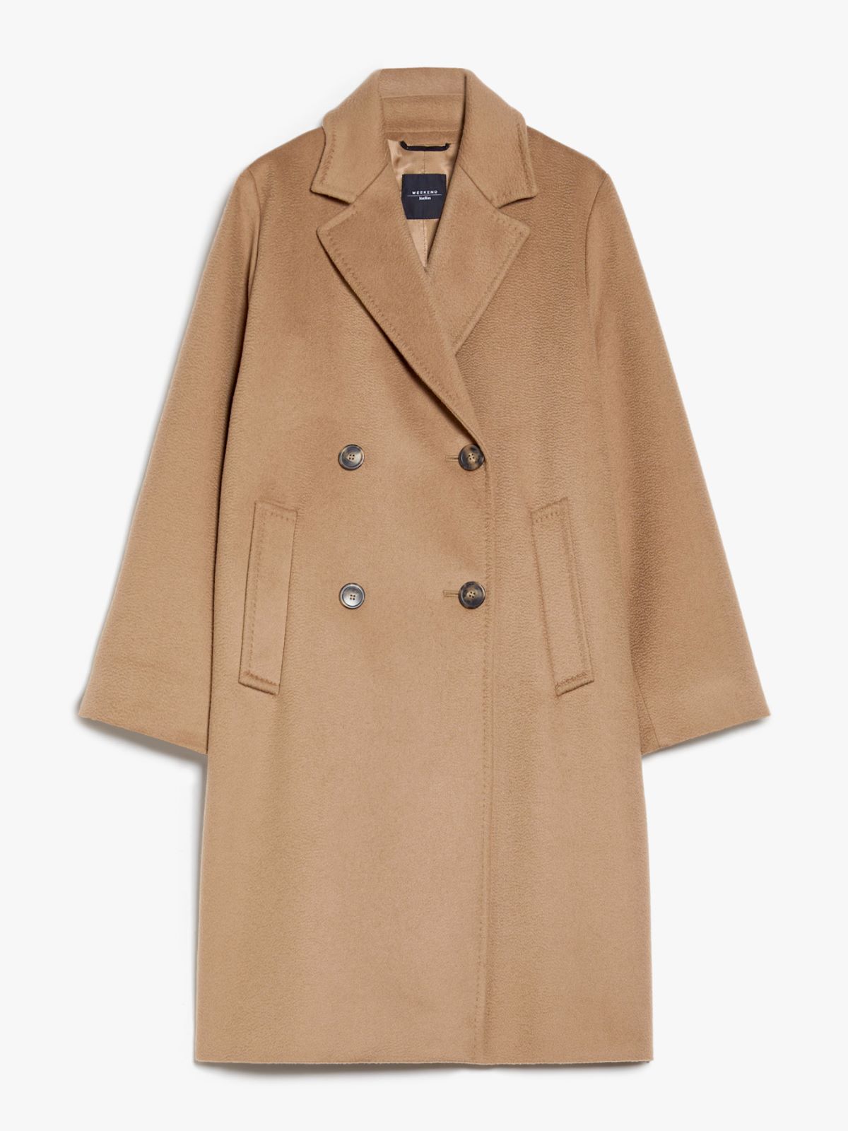 Double-breasted wool broadcloth coat