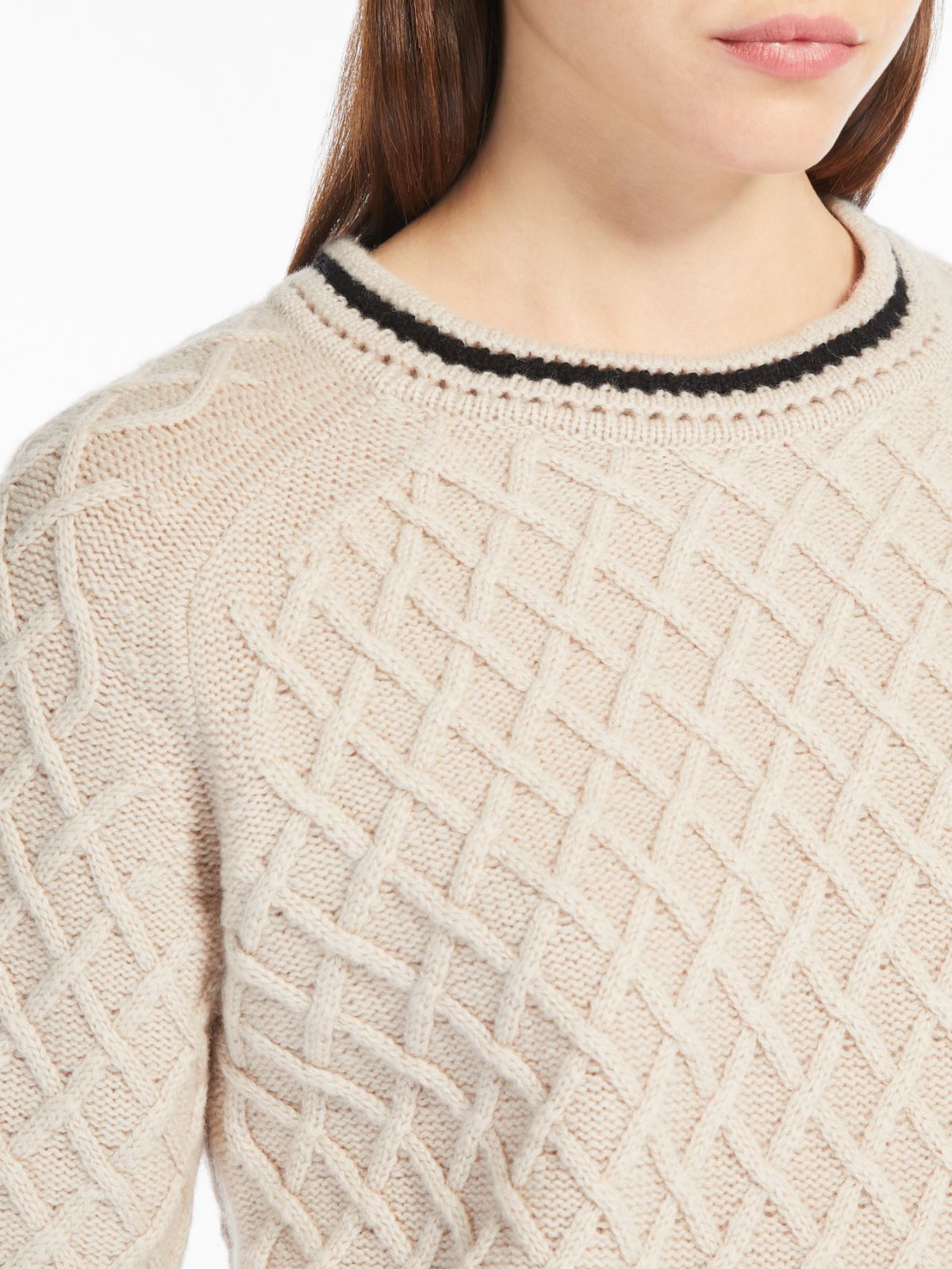 Wool and cashmere diamond-pattern jumper