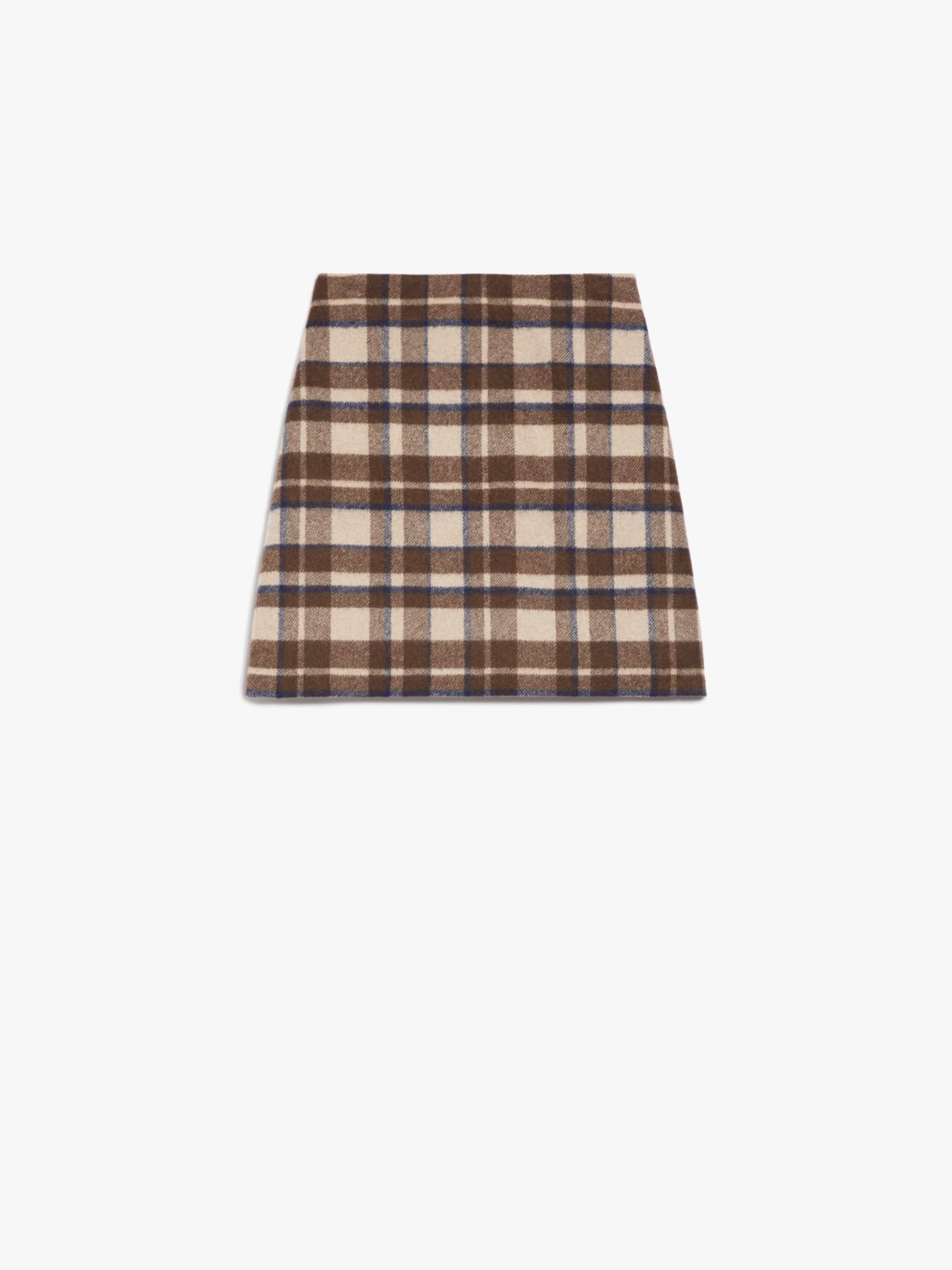 Short chequered wool skirt