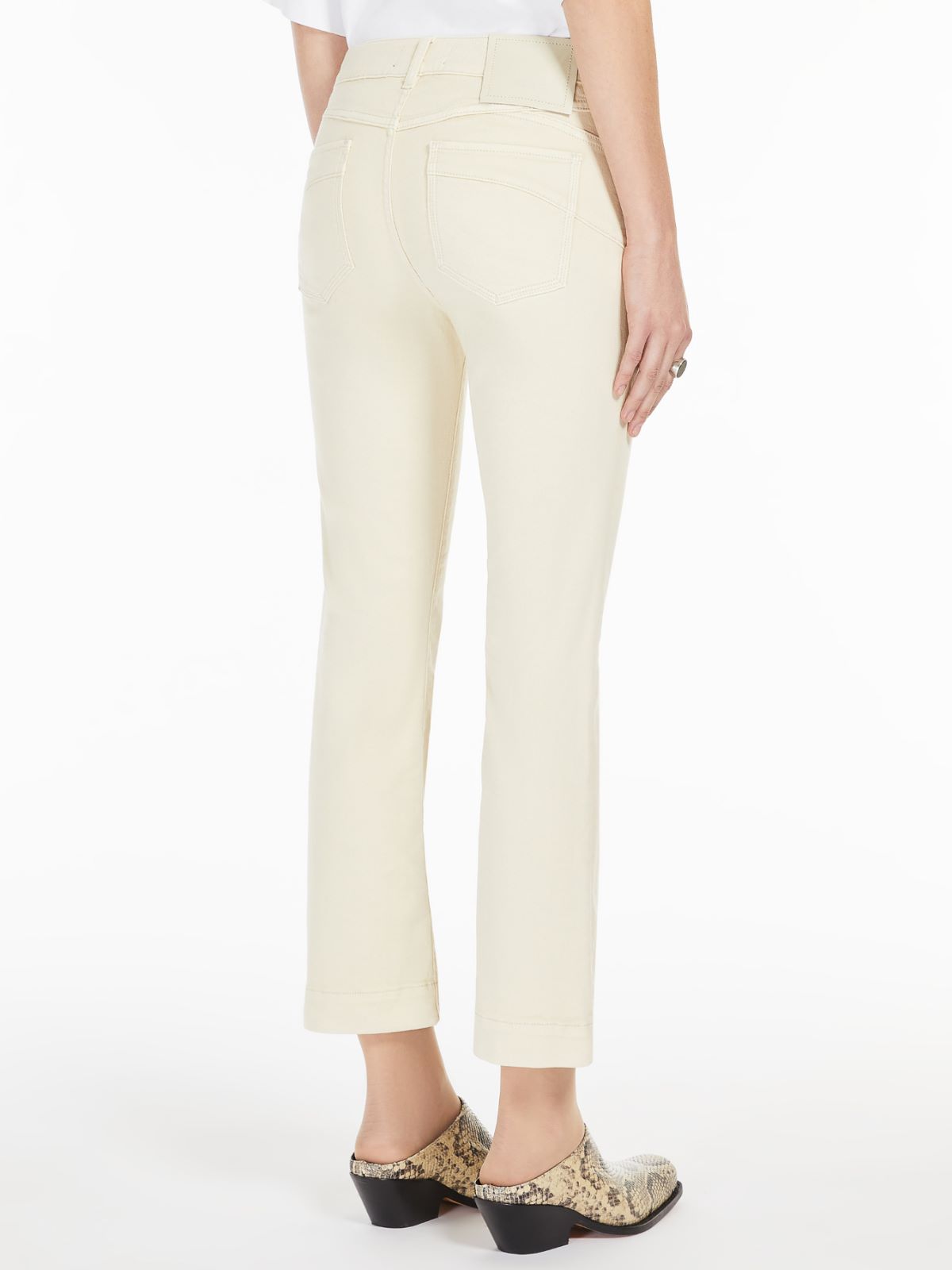 Denim mini flare trousers