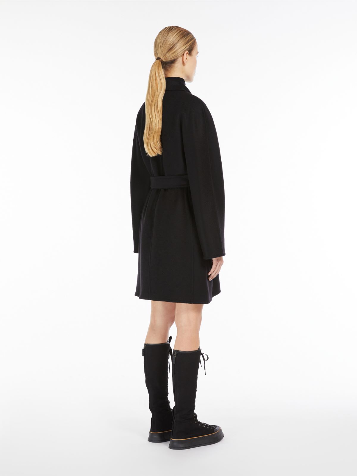 Short cashmere wrap coat